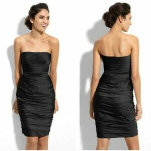 Monique Lhuillier Strapless Ruched Dress
